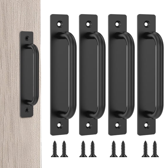 4 Pcs 5.8 Inches Barn Door Handle, Premium Square Aluminum Alloy Gate Handle, Sturdy Black Sliding Door Pull Handles for Cabinet Wardrobe Drawer and Easy Install