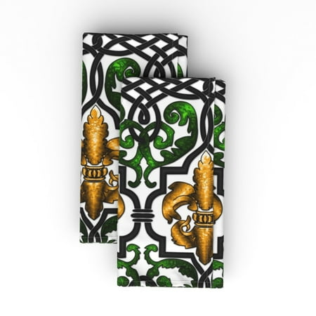 

Linen Cotton Canvas Dinner Napkins (Set of 2) - Fleur De Lis Celtic French Renaissance Historical Print Cloth Dinner Napkins by Spoonflower
