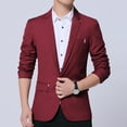 thumbnail image 2 of Lu's Chic Men's Long Sleeved Sport Coat Business Suit Jacket Formal Fitted Work Button Suit Separate Burgundy 44, 2 of 4