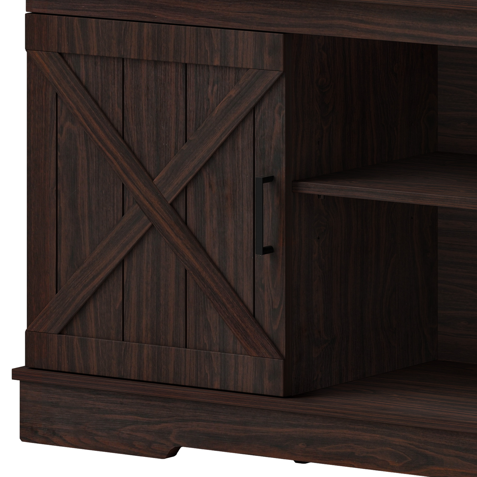 Uforic Farmhouse TV Stand for up 65" TVs, Entertainment Center Console Table for Living Room, Brown
