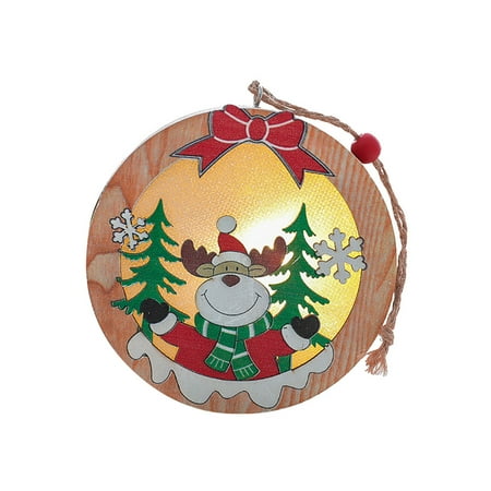 

Veki Christmas Decorations Five-Pointed Decoration Pendant Decorations Wooden Scene Star Christmas Glowing Home Decor Stained Glass Hangers