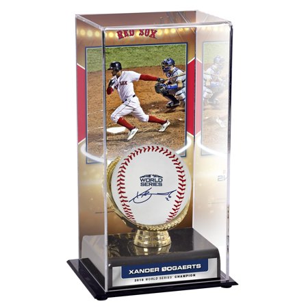 Champions Autographed Card (Xander Bogaerts Boston Red Sox 2018 MLB World Series Champions Autographed Logo Baseball and 2018 MLB World Series Display Case and Image - Fanatics Authentic)