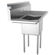 Freestanding Stainless Steel 45 in. 2-Hole Single Bowl Commercial Kitchen Sink