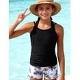 thumbnail image 4 of Aideaone Girls Tankini Swimsuit 2 Piece Halterneck Bathing Suit Spaghetti Straps Swim Tankini Top with Boyshort Swimwear Size 9-16, 4 of 7