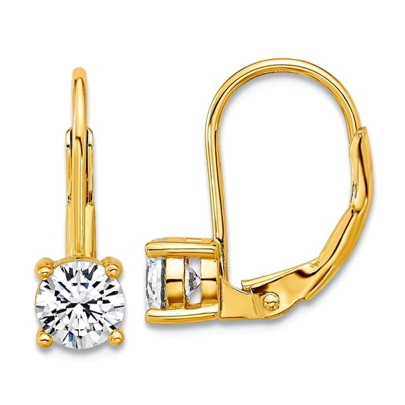 925 Sterling Silver Gold-tone 5mm Cubic Zirconia Leverback Earrings 14.5x5mm Wide Stud Earring for Women