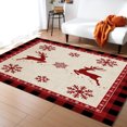 thumbnail image 3 of Christmas Elk Area Rug 5x7ft Snowflake Red Black Buffalo Plaid Non-Slip Washable Square Rugs Soft Felt Indoor Floor Mat for Bedroom Kitchen Living Room Bathroom, 3 of 8