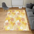 thumbnail image 2 of Floral Turkish Area Rug, Vintage Romantic Wildflowers in Various Kinds Doodle Drawing Style Love, Soft Carpet for Living Room Decor with Distressed Look, 4' X 5.7', Mustard Ivory, by Ambesonne, 2 of 4