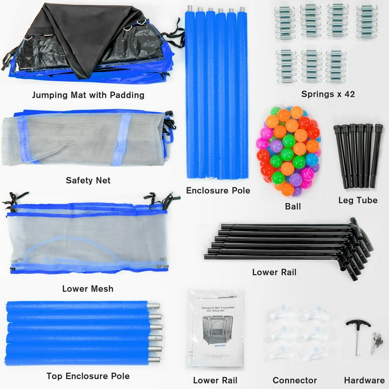 55-Inch Mini Trampoline with Safety Net and Ocean Balls photo 2