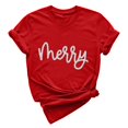 thumbnail image 5 of Womens Merry Christmas Printed Short Sleeve O Neck T Shirt Top Long Sleeve Woman Shirts Womens Short Sleeve Woman T Shirt Casual Plain Shirt Swim Tops Loose Tees for Women Space Pack Womens Stretch T, 5 of 5