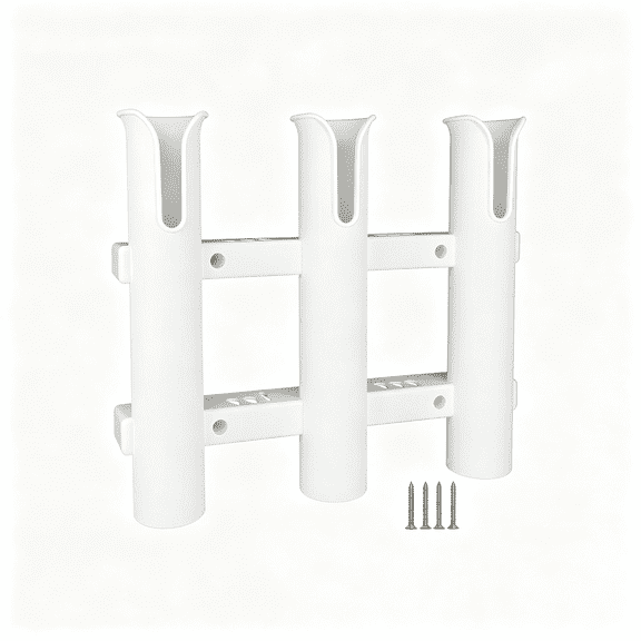 BESTSKY Wall Mounted Fishing Rod Holders Tubes Links Fishing Rod Holder Rack Rests(3-Pole-White)Fishing Pole Holders