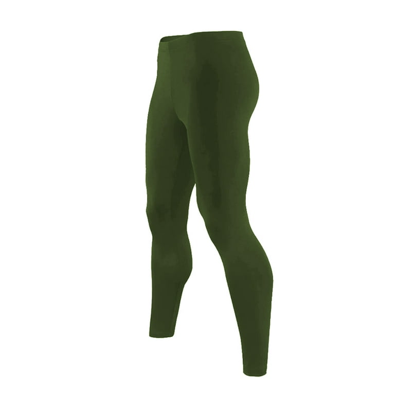 Mens Ultra Soft Thermal Underwear Leggings Bottoms - Compression Pants with  Fleece Lined , Army Green, Medium