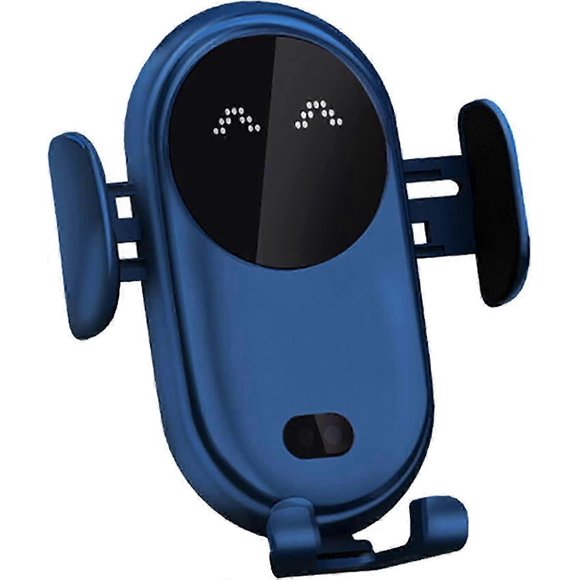 15W Wireless Car Charger Wireless Phone Holder Automatic Clamping Holder Clip Induction Car Charger compatible All Devices Blue_Perfect Gift