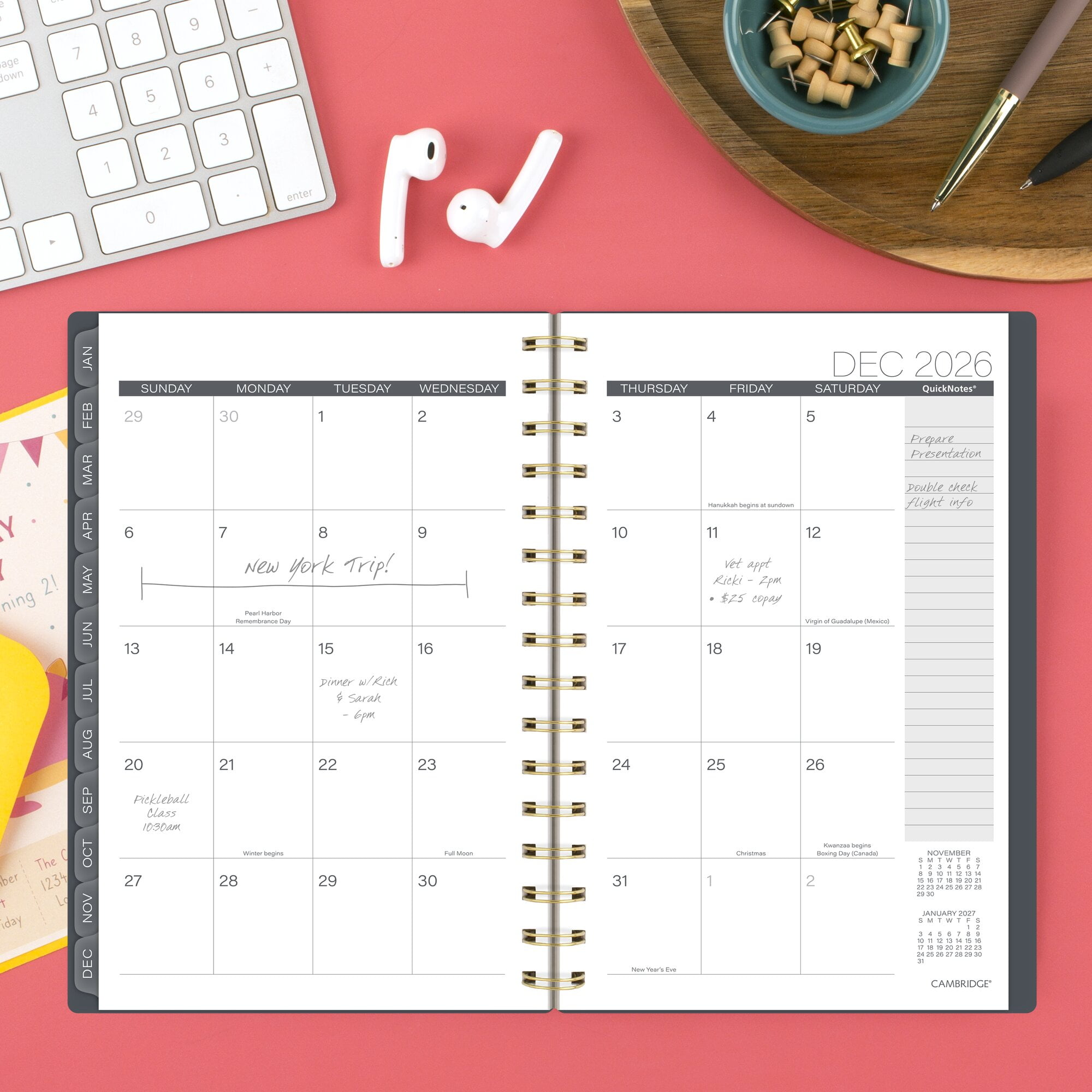 Cambridge Hera 2026 Weekly Monthly Planner Small 5 12 x 8 12 - Planners
