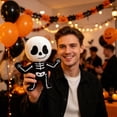 thumbnail image 4 of Cute Skeleton Plush Doll, Black White Embroidery Skeleton Stuffed Toy, Soft Halloween Skull Skeleton Plush Figure Gift for Kids Halloween Party Home Decor, 4 of 6