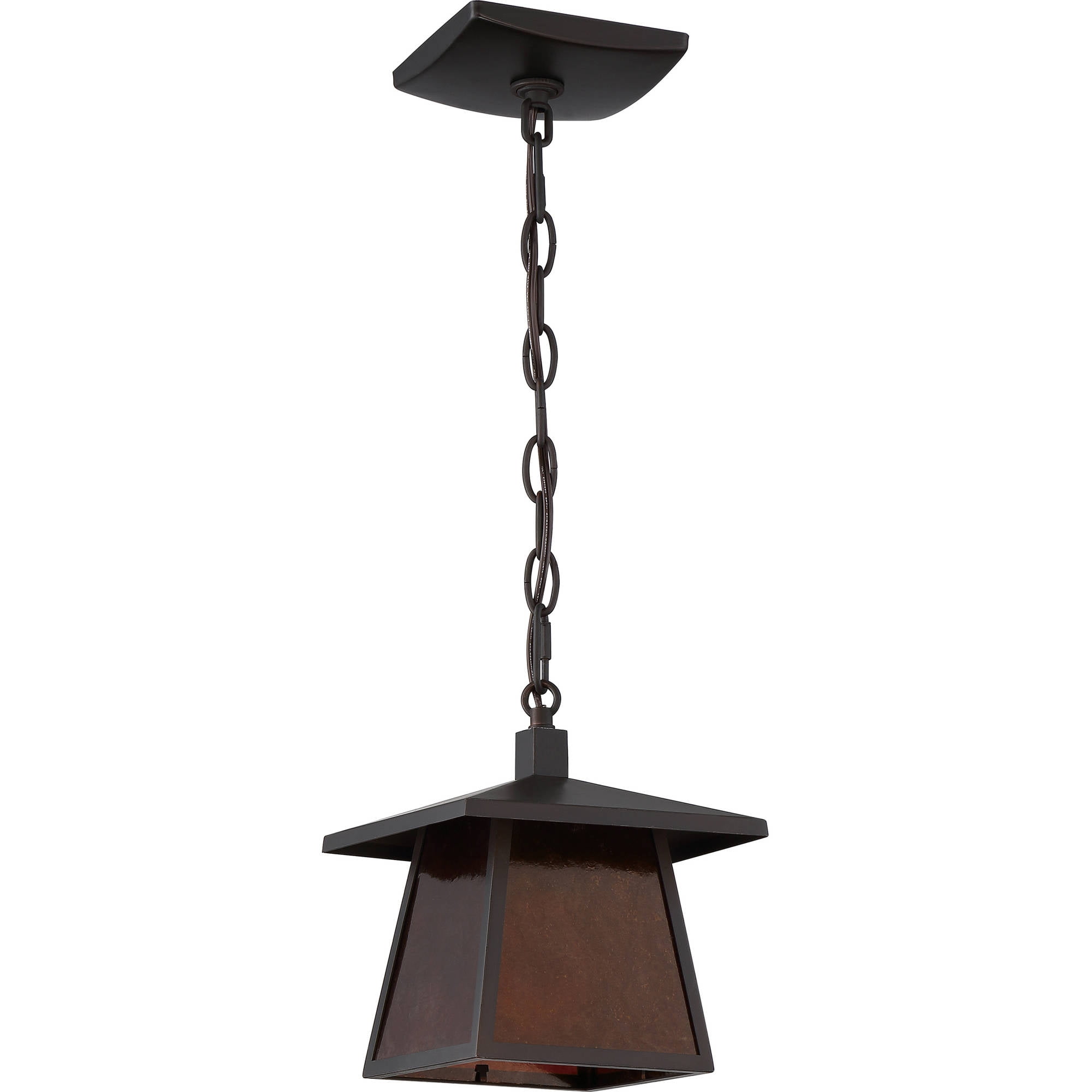 Litex Industries Pendant Ceiling Light, Bronze with Amber Mica Glass