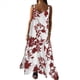 thumbnail image 3 of Vestido Maxi Bohemio de Verano con Tirantes Finos, Sin Mangas, Cuello en V, Floral, para Mujer, para Vacaciones, Rojo, Talla XL, 3 of 10