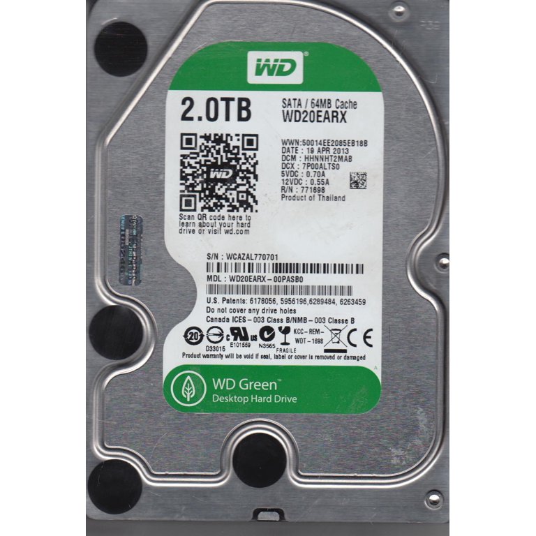 WD20EARX-00PASB0, DCM HHNNHT2MAB, Western Digital 2TB SATA 3.5