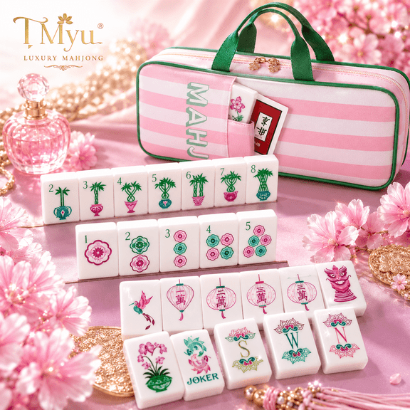 American Mahjong Set, 160 Engraved 4-Layer Acrylic Tiles with Carrying Bag and 2 Dice