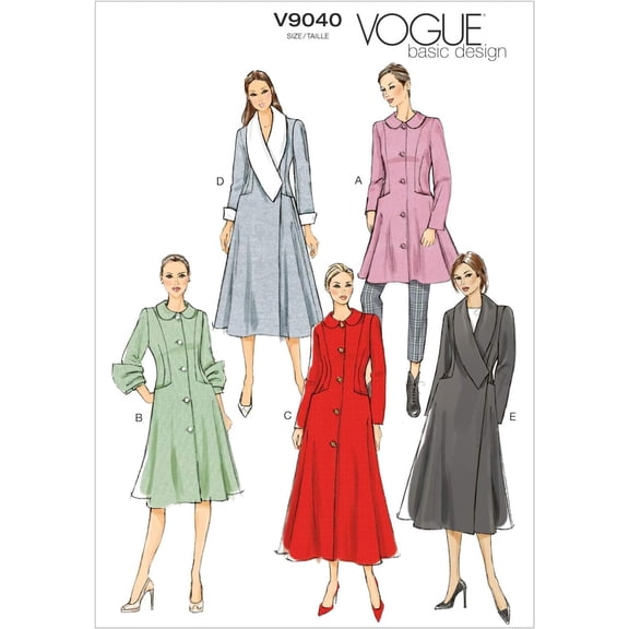 Vogue Patterns V9040 Misses' Coat Sewing Template, Size A5 (6-8-10-12-14)