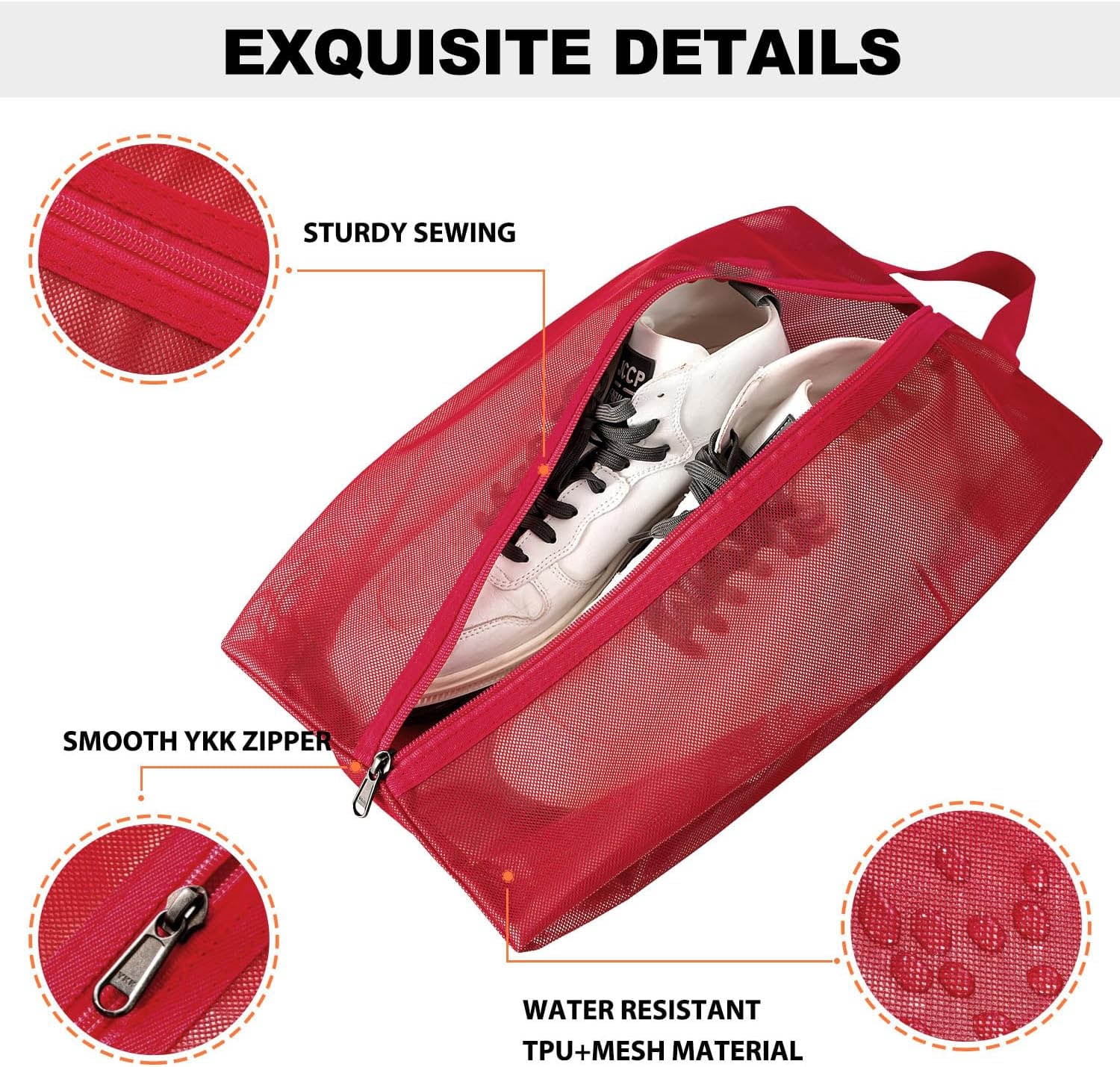 Travel Shoe Bags, Water Resistant TPU Mesh, Sturdy YKK Zipper, Shoes Storage Bag, Shoes Packing Organizer, Unisex Shoe Pouch for Travel or Home Storage