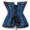thumbnail image 3 of Corset Tops for Women Floral Lace Corset Bustier Plus Size Overbust Corset Blue 3XL, 3 of 5