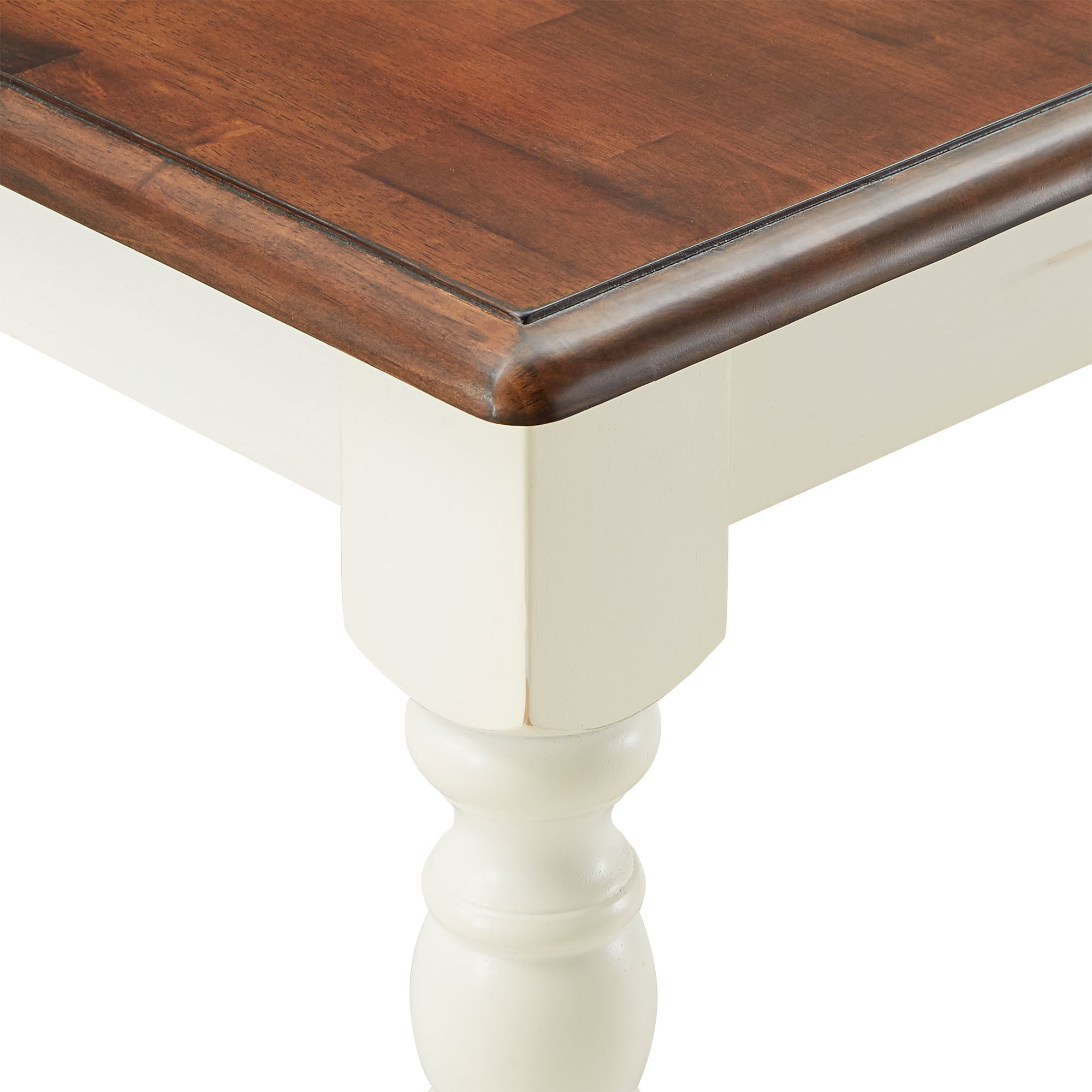 Weston Home Ohana Two-Tone Extending Counter Height Dining Table, Antique White and Warm Cherry