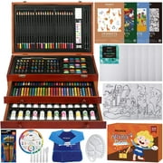 MEEDEN 215-Piece Mega Wooden Box Art Set, Deluxe Painting Kit with All Paint Supplies for Kids