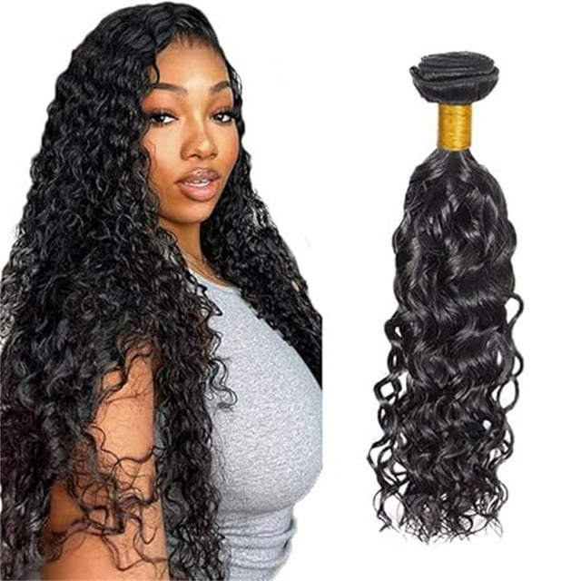 Hair Water Human Hair Bundles Natural Black Color Brazilian Unprocessed Virgin Hair 1 Bundle Wet And Wavy Bundles Human Hair Extensions, Pullover Toupee
