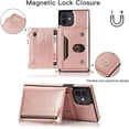 thumbnail image 5 of Wallet Case Fit for Apple iPhone 12 Mini,Adjustable Crossbody Zipper Cover with Card Holder Slot Neck Strap Lanyard Purse Shoulder Strap Purse Case for iPhone 12 Mini FK Rose Gold, 5 of 12