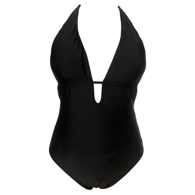 Traje de Baño Ocean Pacific para Mujer Completo con Elástico en Pecho y Escote Amplio Negro Talla EG