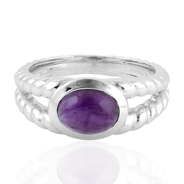 Artisan Sterling Silver Promise Ring 2 04ct Amethyst Gemstone Rope Band Ring Rize 8 Walmart Com Walmart Com