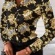 thumbnail image 1 of Blusa de mujer con cuello en V y botones estampados, manga larga, blusa suelta de otoño, 1 of 4
