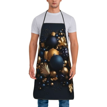 

Xecao Elegant Golden Blue Ornaments Print Funny BBQ Chef Aprons for Men Women Adjustable Kitchen Cooking Aprons with Pocket Waterproof Oil Proof No Pilling Fading