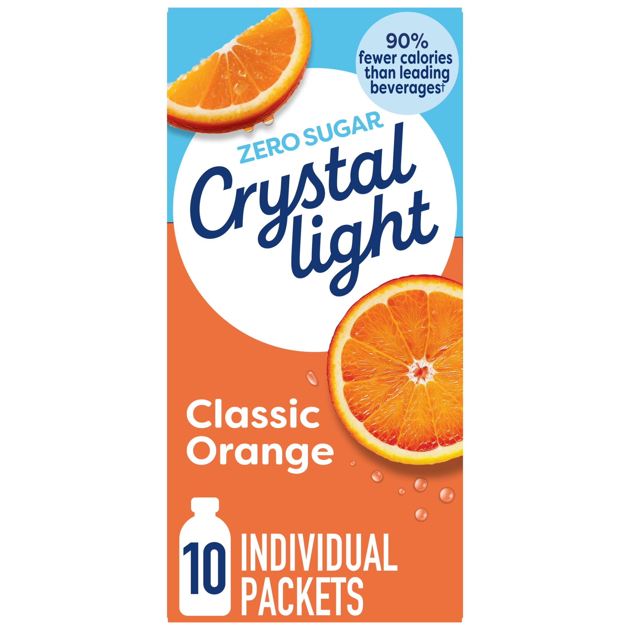 (3 pack) Crystal Light Drink Mix, 10 Packets, for Convenient On-the-Go Flavorful Hydration, Classic Orange Natural Flavor, Zero Sugar, 1.3 oz