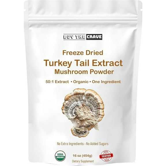Organic Non-GMO Freeze Dried Turkey Tail Mushroom Powder 50:1 Extract 32 Ounces