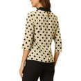 thumbnail image 3 of Allegra K Women's Contrast Peter Pan Collar Top 3/4 Sleeves Blouse Shirts, 3 of 6