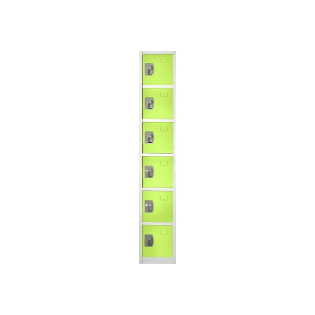 AdirOffice - Locker - 6 doors - 6 hooks - solid steel - green (pack of 4)