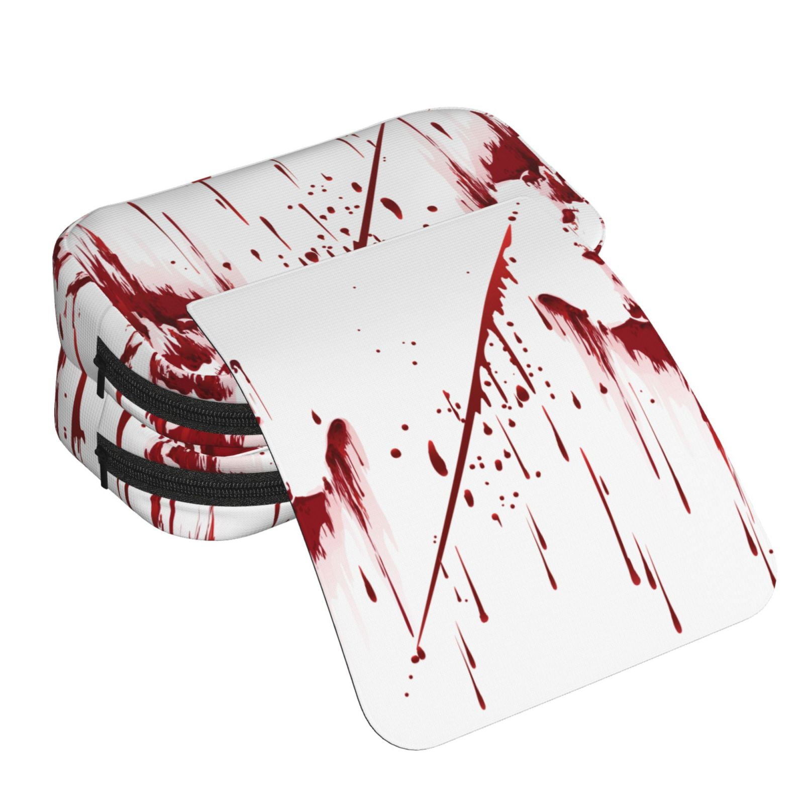 Rateoe Bloody Hand Pattern Double Clamshell Pen Case, Storage Organizer with Two Zipper Compartments– Holds Up to 50 Pencils & Pens