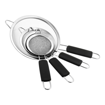 - U.S. Kitchen Supply - Set of 4 Fine Mesh Stainless Steel Strainers with Comfortable Non Slip Handles