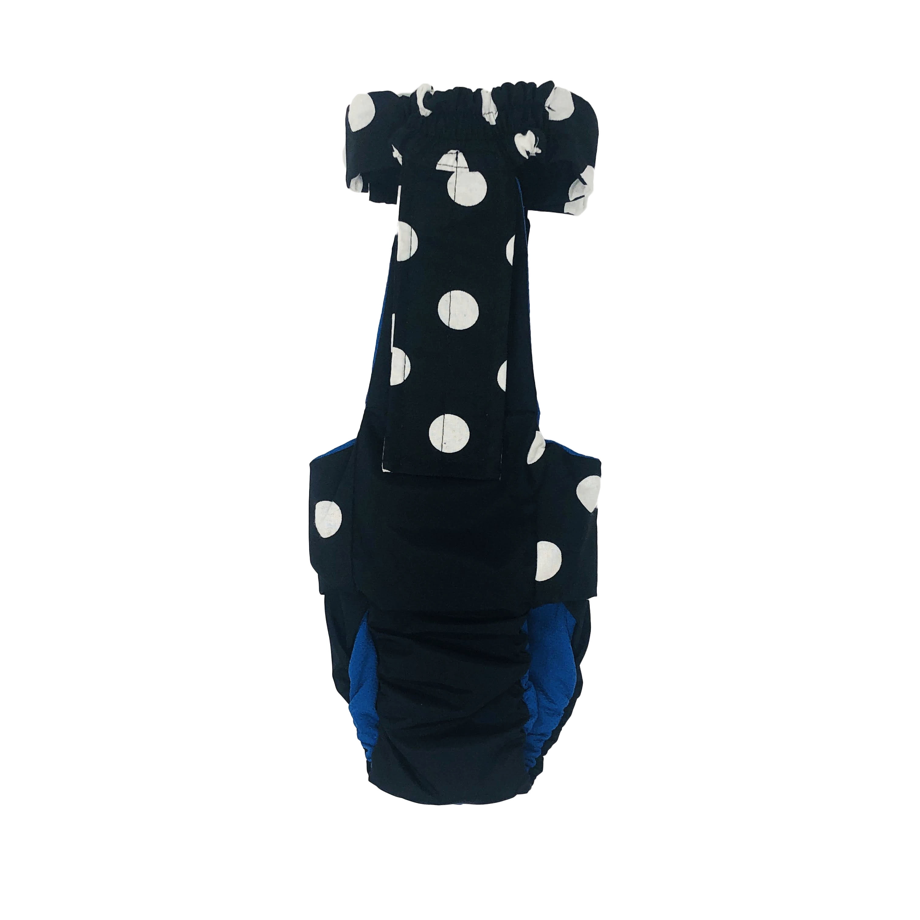 Barkertime White Polka Dot on Black Dog Diaper Overall