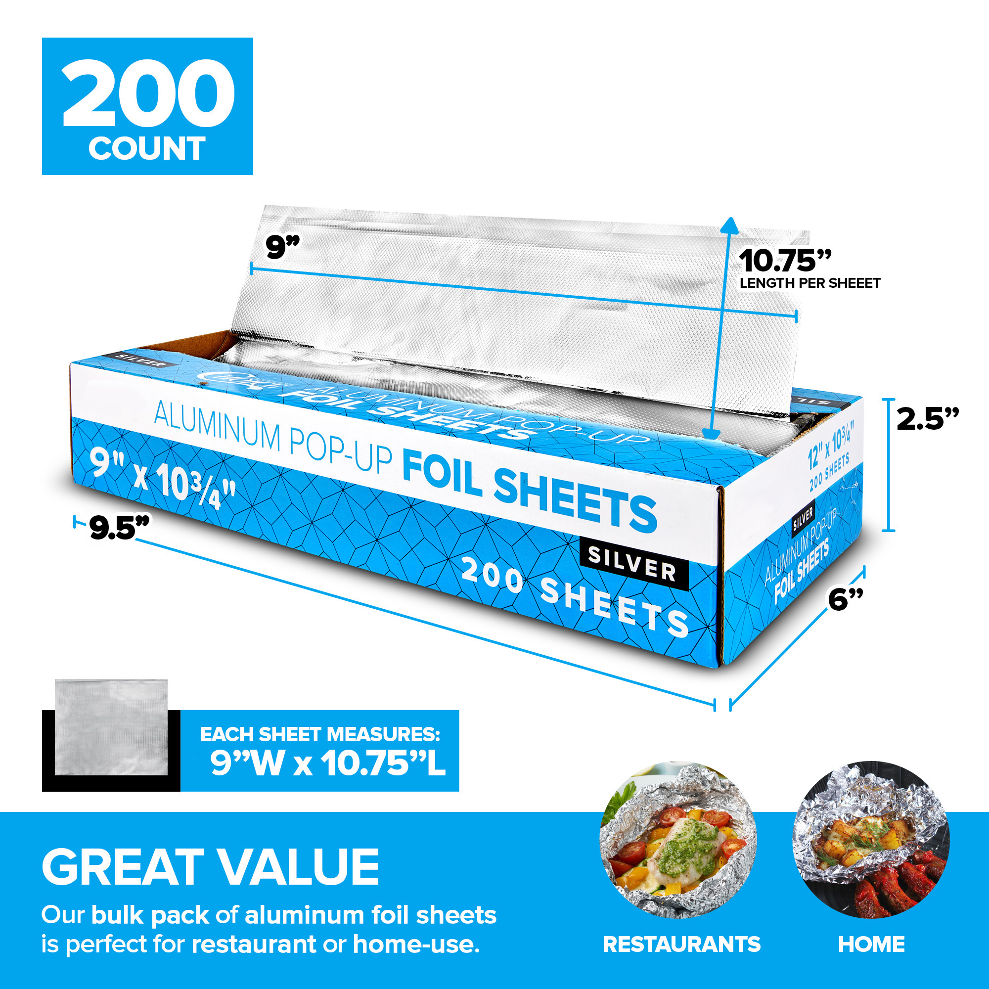 Stock Your Home Pre-Cut Deli Aluminum Foil Sheets, 200 Count photo 3
