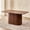 Brown Wood Grain, variant on 63" Dining Table for 4 Person, [Rounded Corners] [Striped Pedestal Base] Farmhouse Modern Rectangle Kitchen Dinner Table, Beige