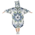 thumbnail image 2 of FORMRS Wearable Blanket Hoodie with Sleeves for Kids Cozy Flannel Sweatshirt, Green Floral, 2 of 7