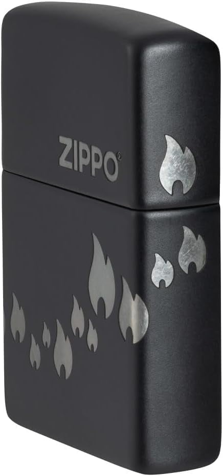 Zippo Lighter - Customized Message Zippo Flames, Laser 360 - Black Matte 48980