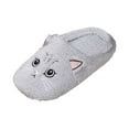thumbnail image 2 of Qicasul Women's slipper Winter Slippers Fuzzy Comfortable Shoes Cute Cat Print Open Toe Flat Indoor Slides for Women Cozy Fall Home Footwear Grey US Size:8, 2 of 7