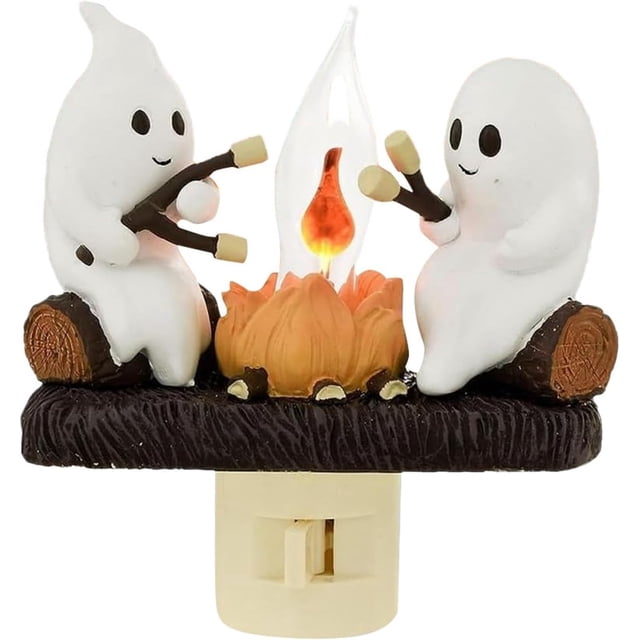 2024 Luz de noche de fogata fantasma de Halloween, luz de noche parpadeante de fogata fantasma 3D, luces de noche de fogata falsas LED, decoraciones de luz de noche de Halloween para niños, amigos, fa