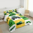 thumbnail image 3 of Homewish Modern Farmhouse Truck Bedding Comforter Set,Green Bulldozer Twin Comforter Sets,Patchwork Geometric Checkered Bedding Set For Boys Kids,Luxury Bedroom Decor Reversible,2-Piece, 3 of 8