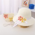 thumbnail image 3 of LNMQLPDBS Straw Sun Hat & Shoulder Bag Sets for Kids Summer Straw Hat for Girls Large Brim Beach Hat with Pretty Flower Baby Outdoor Sun Protection Hat Trendy Sunshade Cap for Tourism, 3 of 4