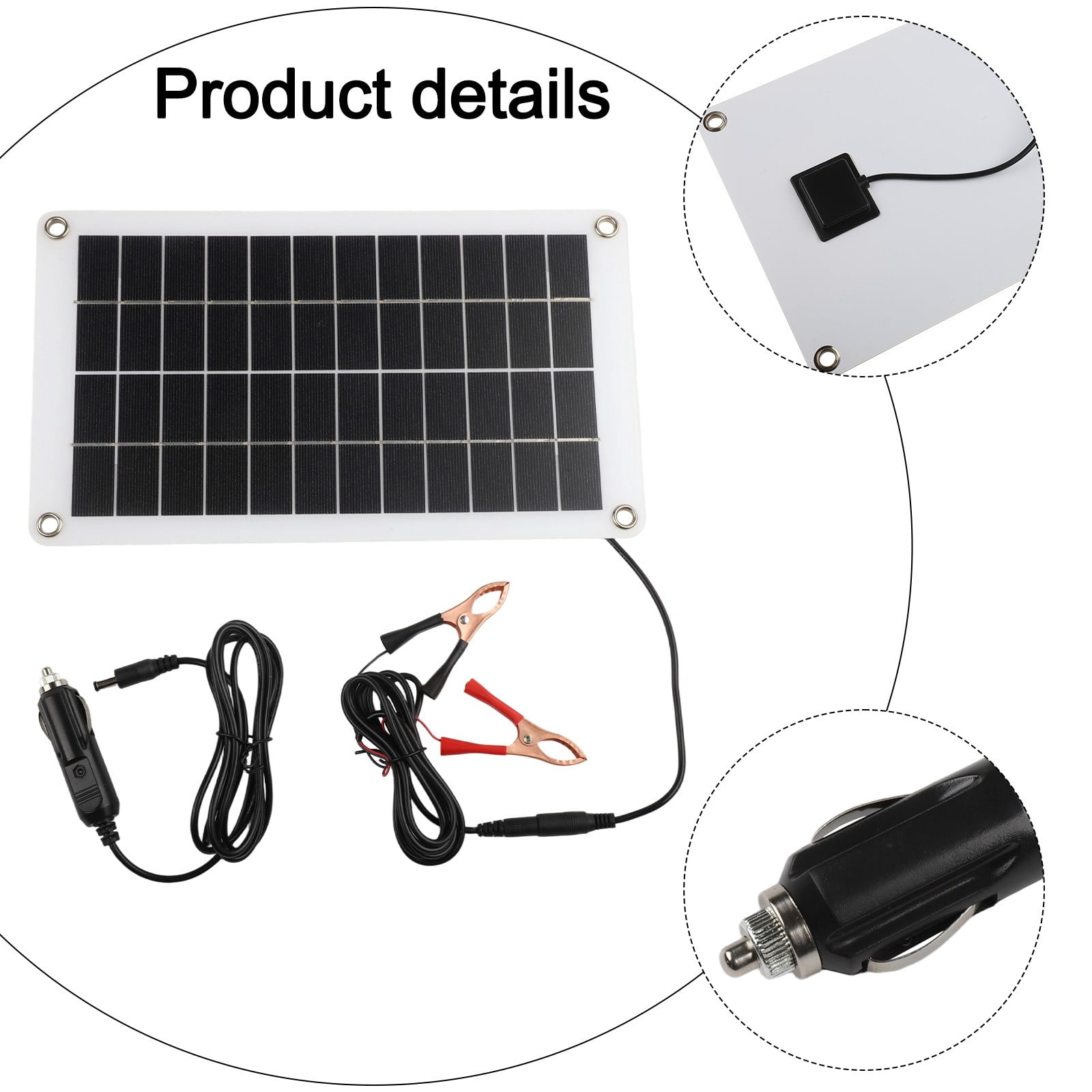 30W 12V Solar Trickle Charger Solar Panel Semi-Flexible Clip Car Charger