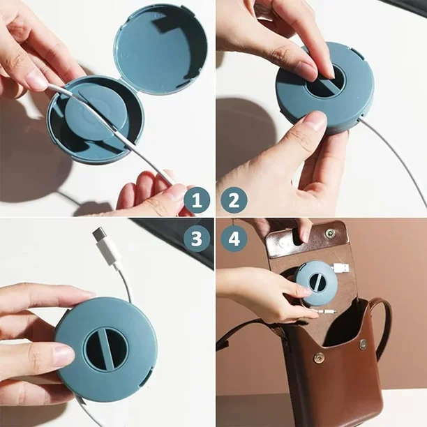 8PCS Portable Cable Winder, 4 Colors Round Cable Tidy Box